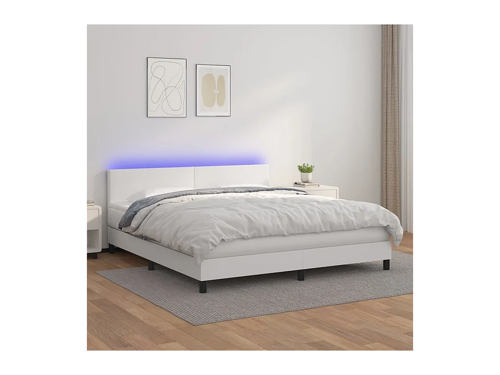 Sommier à lattes de lit avec matelas et LED Blanc 180x200 cm