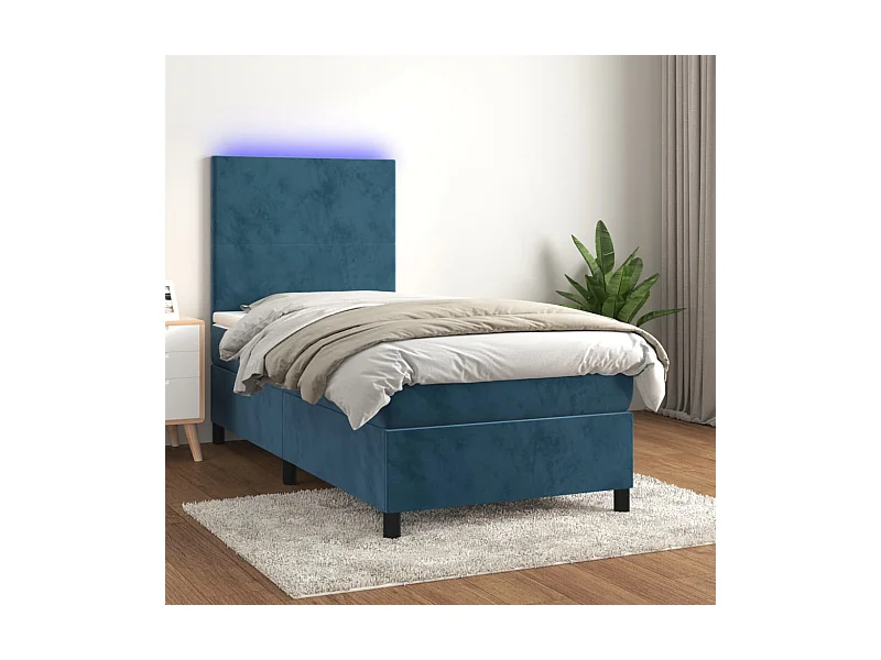 Boxspring met matras en LED fluweel donkerblauw 80x200 cm