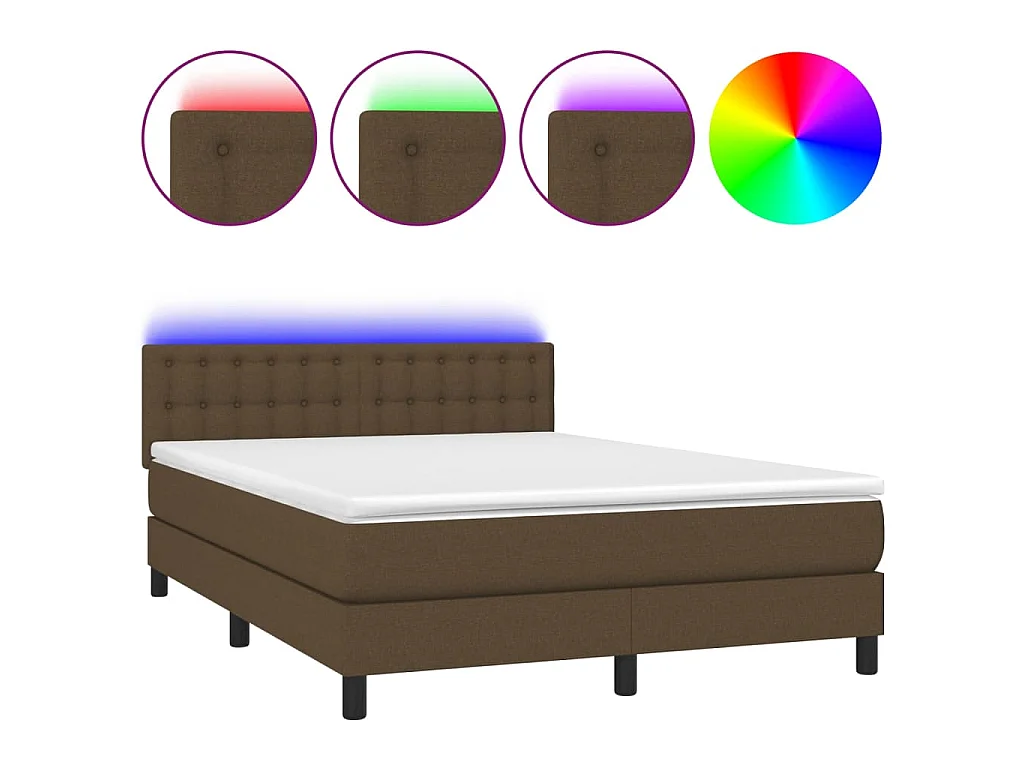 Boxspringbett mit Matratze & LED Dunkelbraun 140x200 cm Stoff
