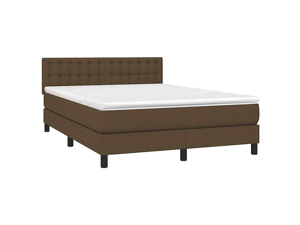 Sommier à lattes de lit matelas et LED Marron foncé 140x200 cm