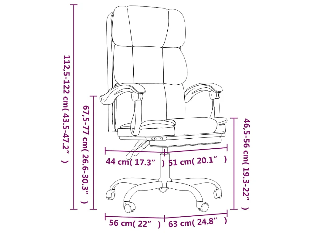 Fauteuil inclinable de bureau Rose Similicuir
