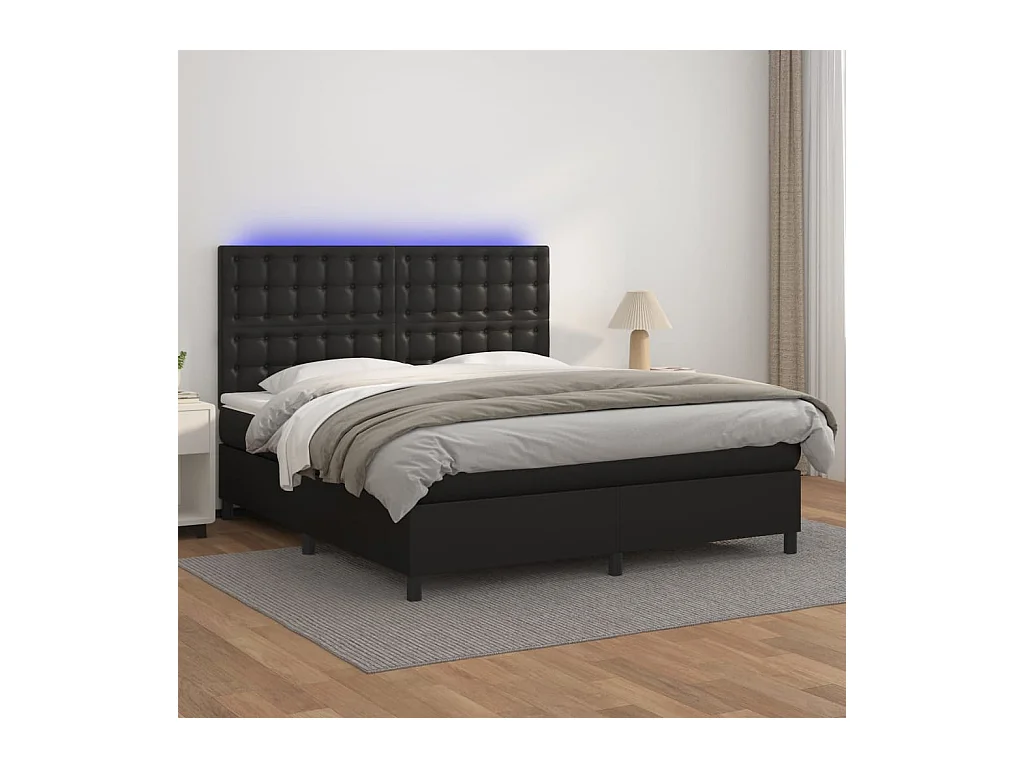 Sommier à lattes de lit avec matelas et LED Noir 160x200 cm