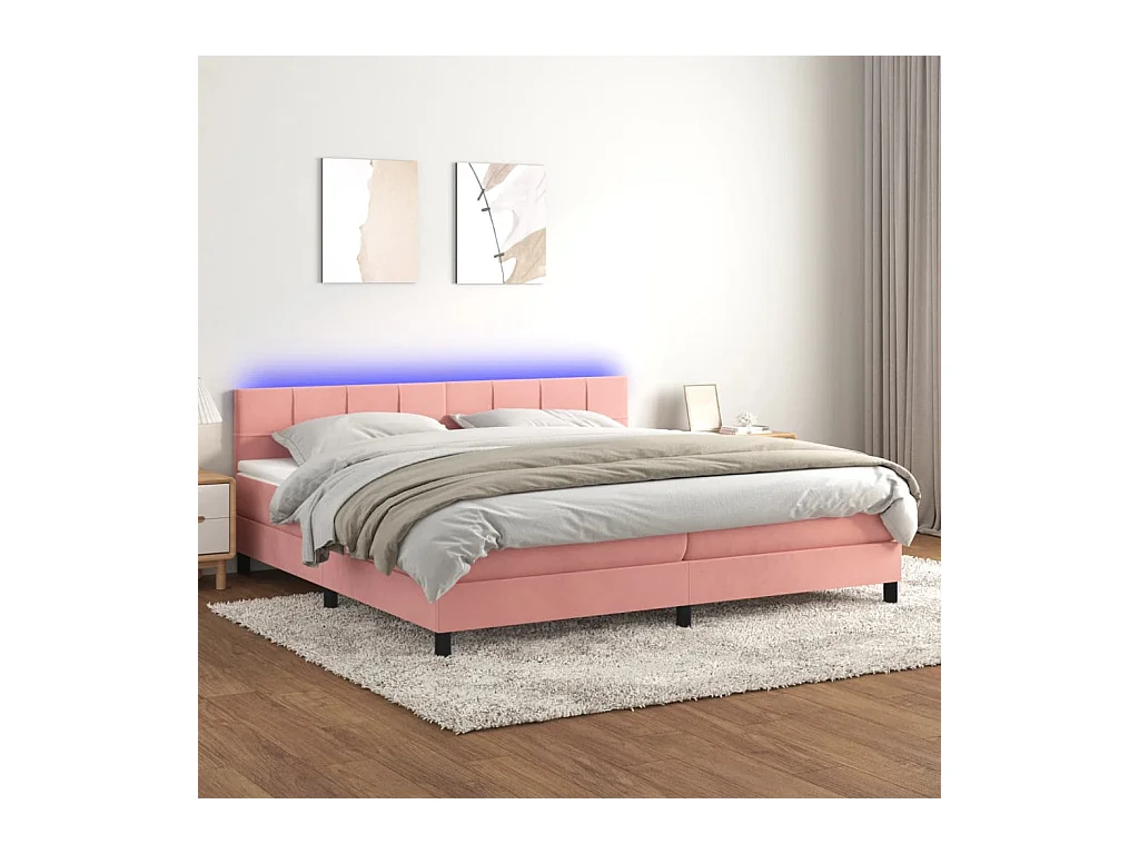 Sommier à lattes de lit avec matelas et LED Rose 200x200 cm