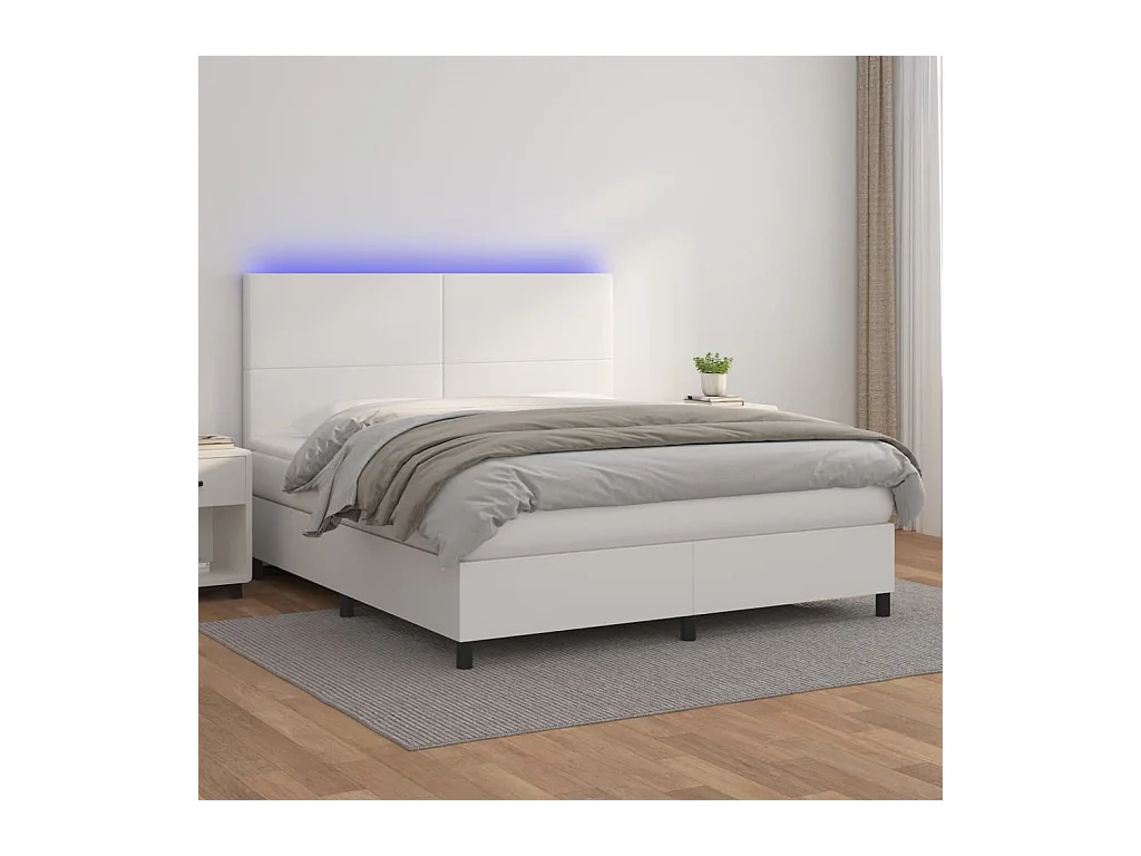 Sommier à lattes de lit avec matelas et LED Blanc 160x200 cm