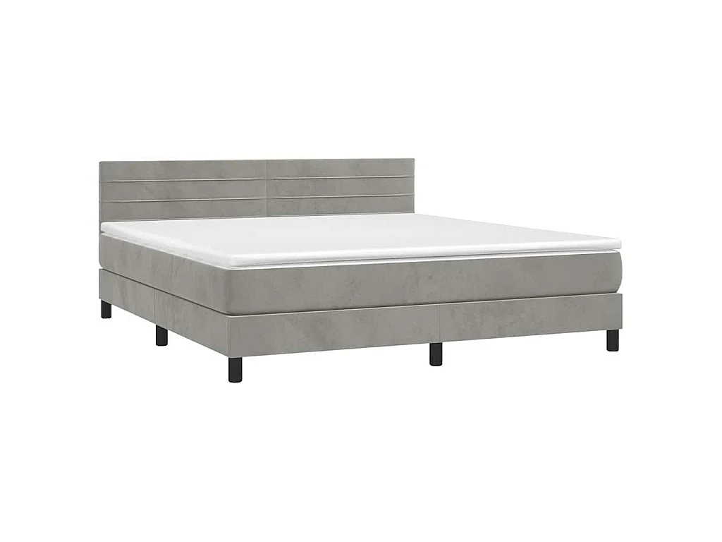 Boxspringbett mit Matratze & LED Hellgrau 160x200 cm Samt