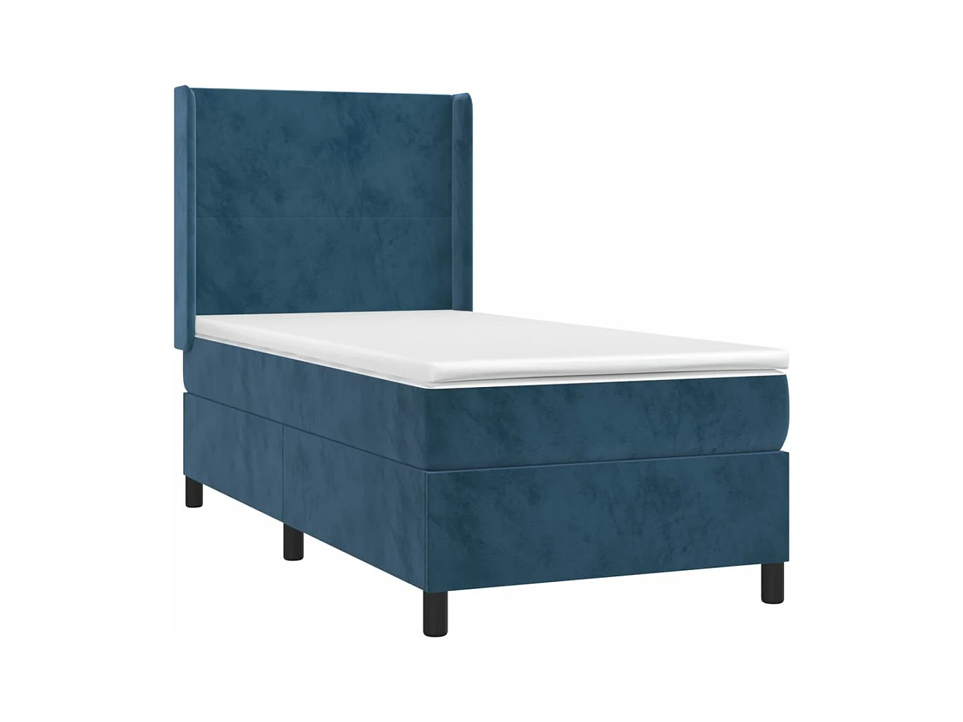 Letto a Molle con Materasso e LED Blu Scuro 90x190cm in Velluto