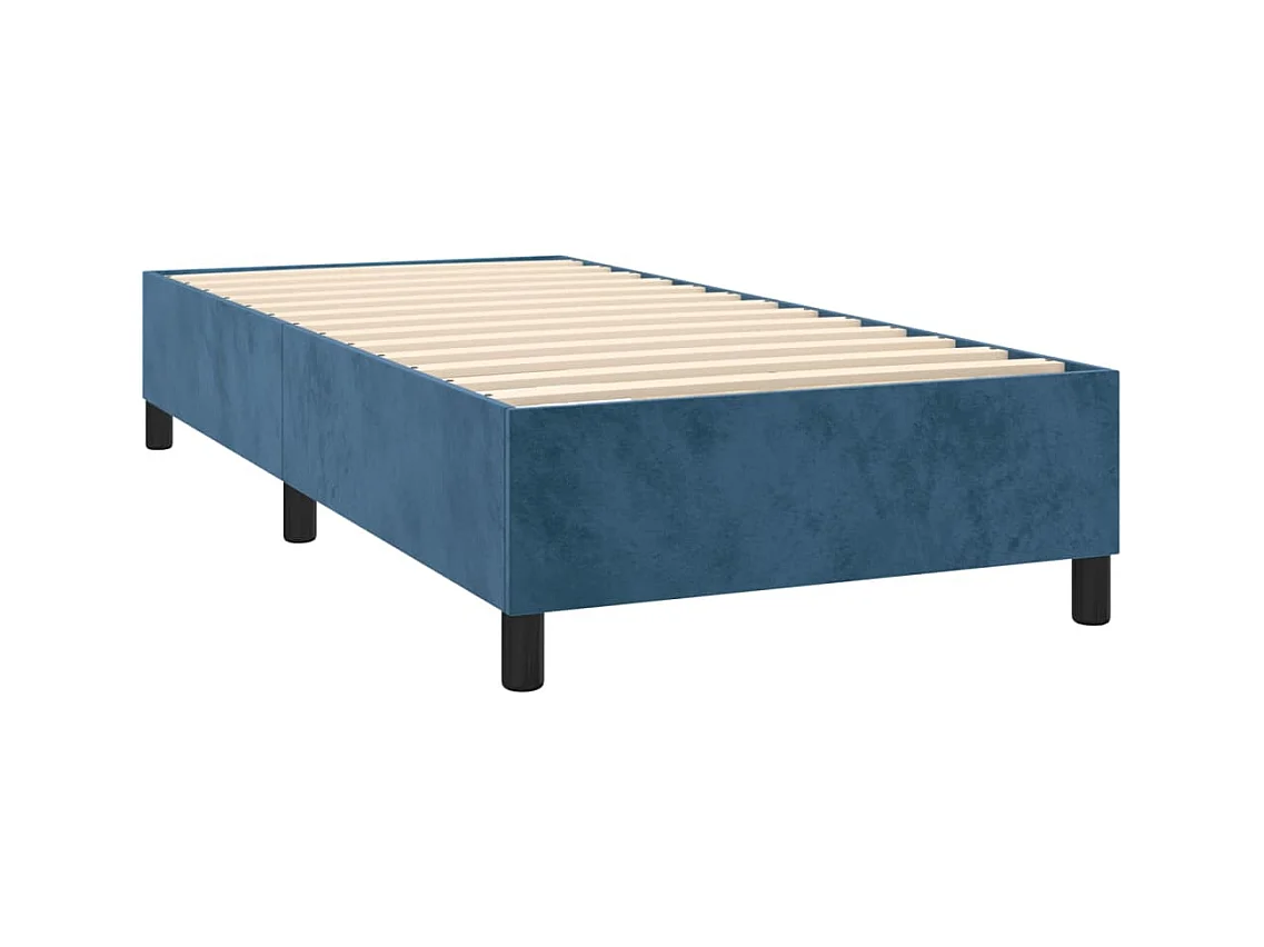 Letto a Molle con Materasso e LED Blu Scuro 90x190cm in Velluto