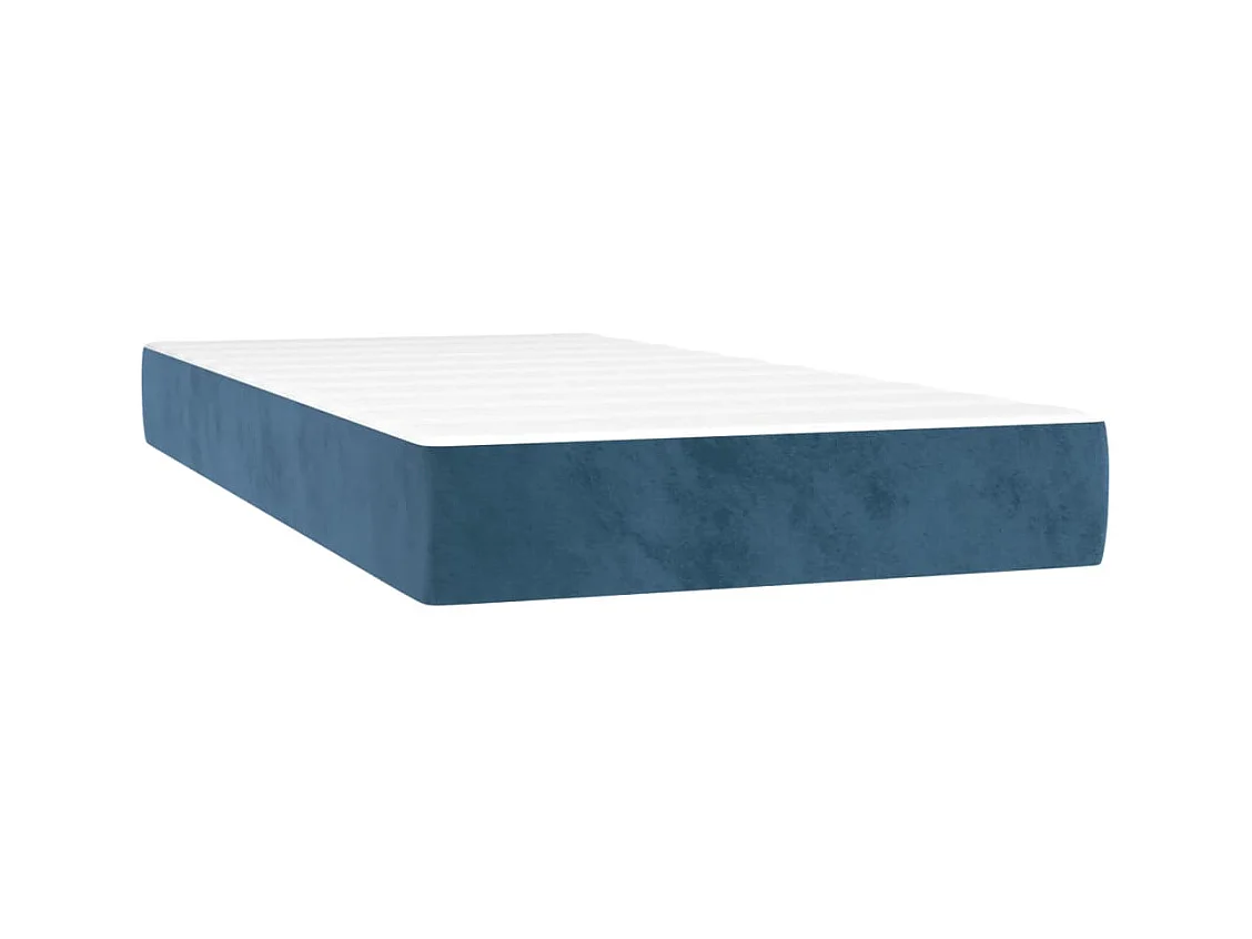 Letto a Molle con Materasso e LED Blu Scuro 90x190cm in Velluto