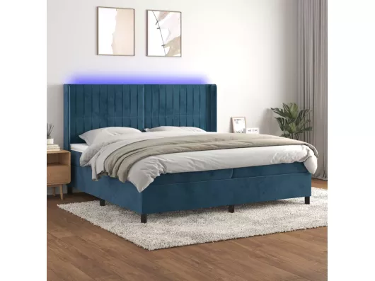 Kauf Unique Boxspringbett mit Matratze & LED Dunkelblau 200x200 cm Samt