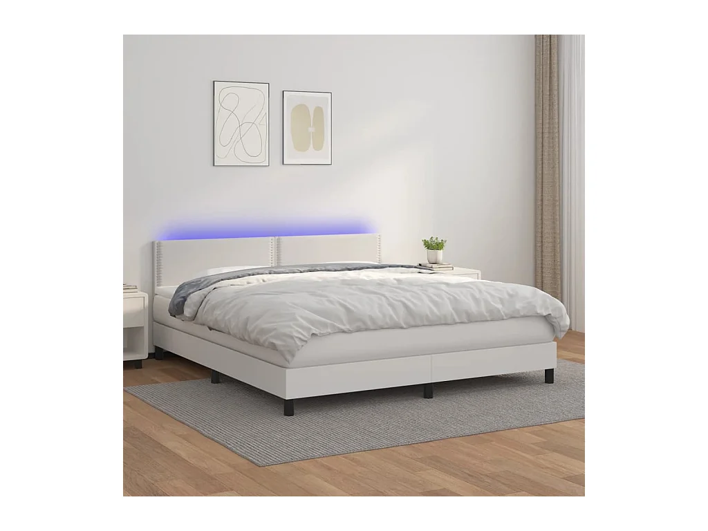 Sommier à lattes de lit avec matelas et LED Blanc 180x200 cm
