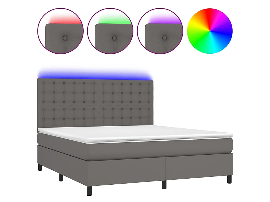 Sommier à lattes de lit avec matelas et LED Gris 160x200 cm
