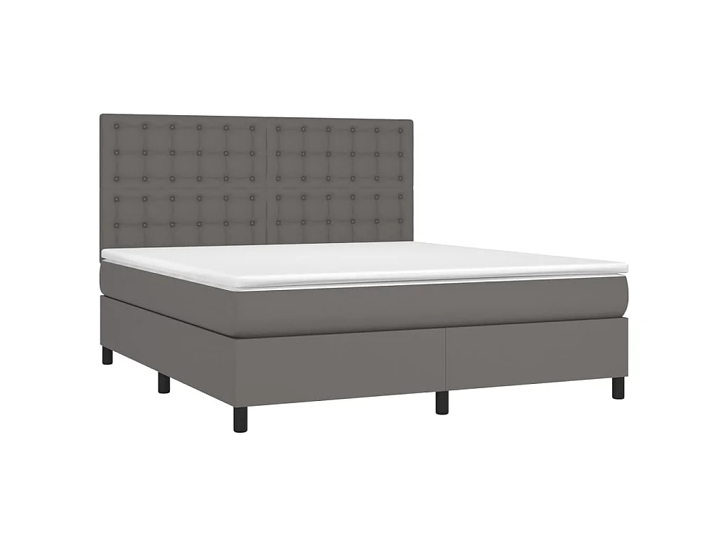 Boxspringbett mit Matratze & LED Grau 160x200 cm Kunstleder