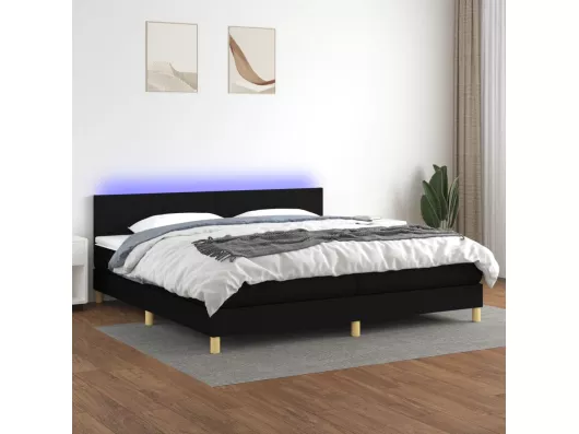 Kauf Unique Boxspringbett mit Matratze & LED Schwarz 200x200 cm Stoff