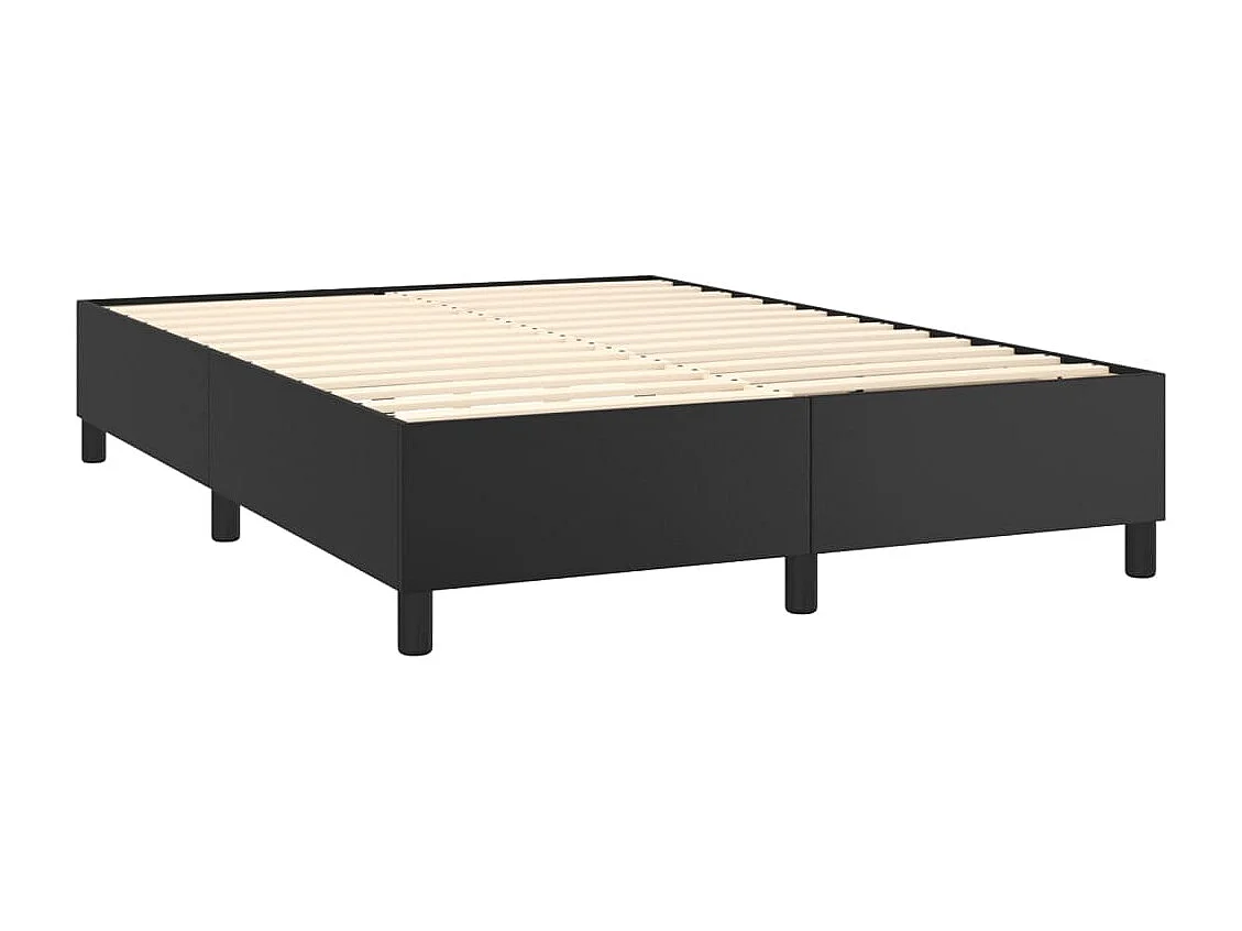 Boxspringbett mit Matratze & LED Schwarz 140x190 cm Kunstleder