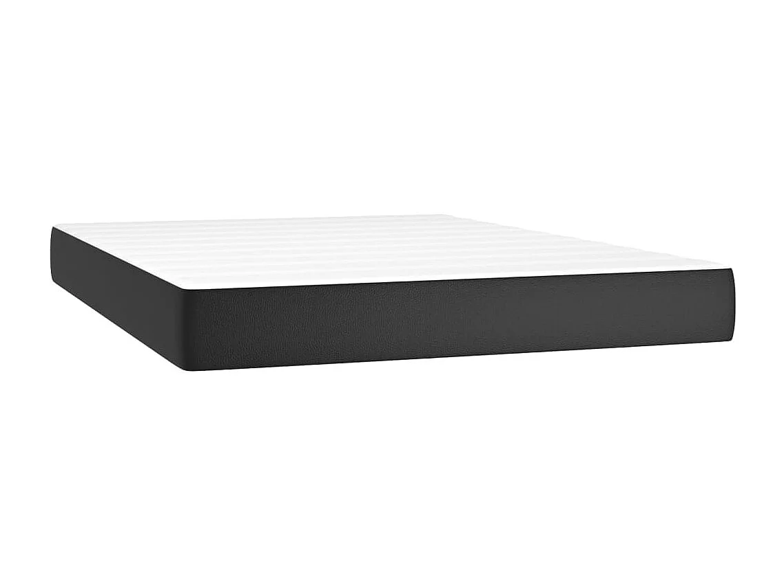 Boxspringbett mit Matratze & LED Schwarz 140x190 cm Kunstleder