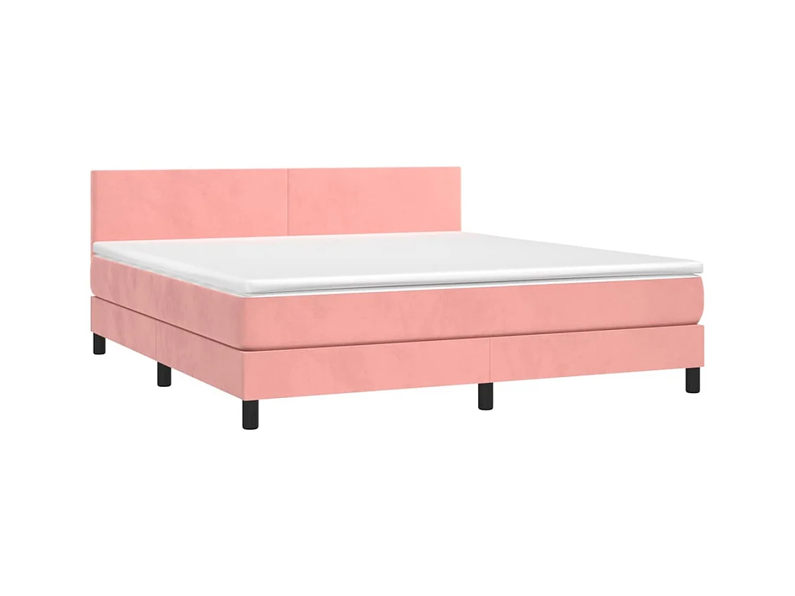 Letto a Molle con Materasso e LED Rosa 180x200 cm in Velluto