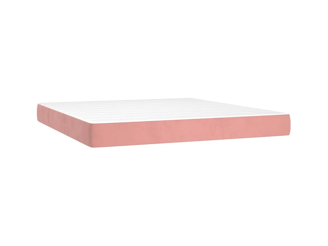Letto a Molle con Materasso e LED Rosa 180x200 cm in Velluto