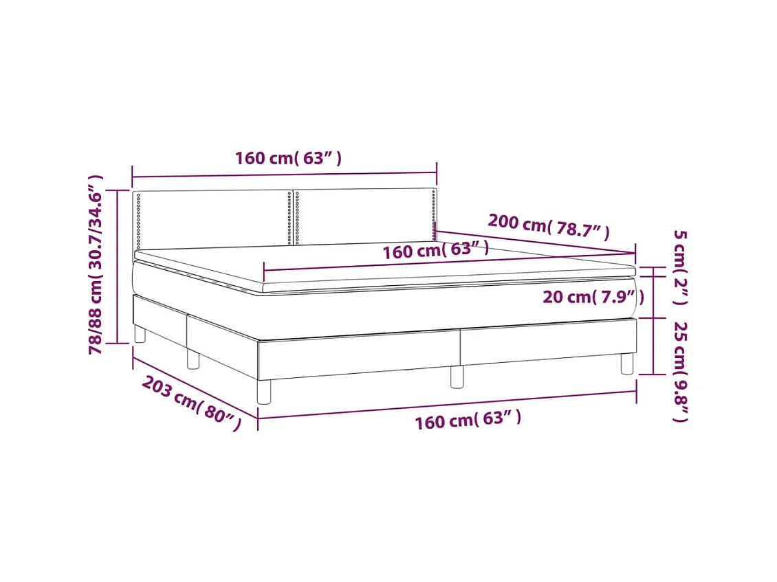 Letto a Molle con Materasso e LED Blu 160x200 cm in Tessuto