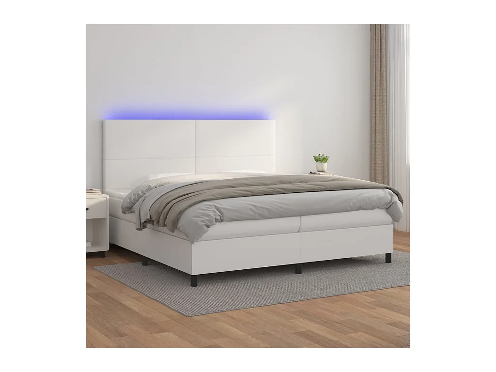Sommier à lattes de lit avec matelas et LED Blanc 200x200 cm