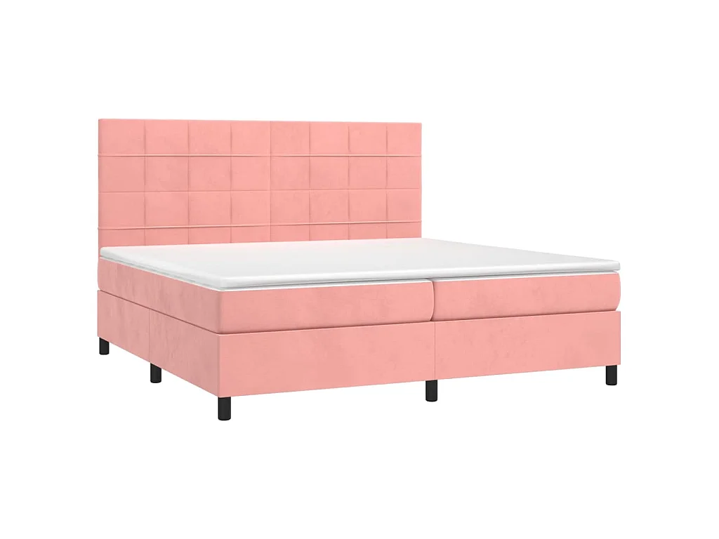 Sommier à lattes de lit matelas LED Rose 200x200 cm Velours
