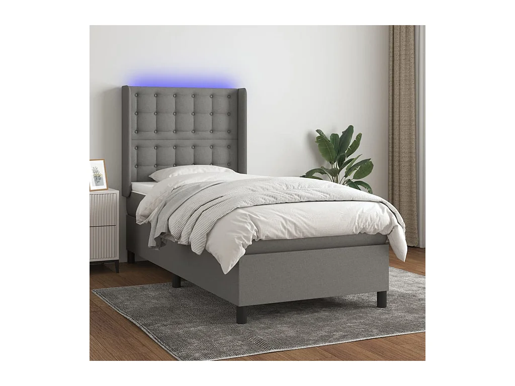 Sommier à lattes de lit matelas LED Gris foncé 80x200cm Tissu