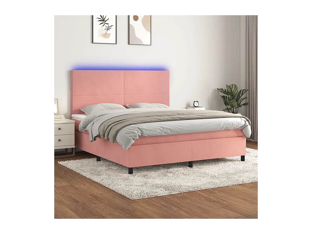 Sommier à lattes de lit et matelas LED Rose 160x200 cm Velours