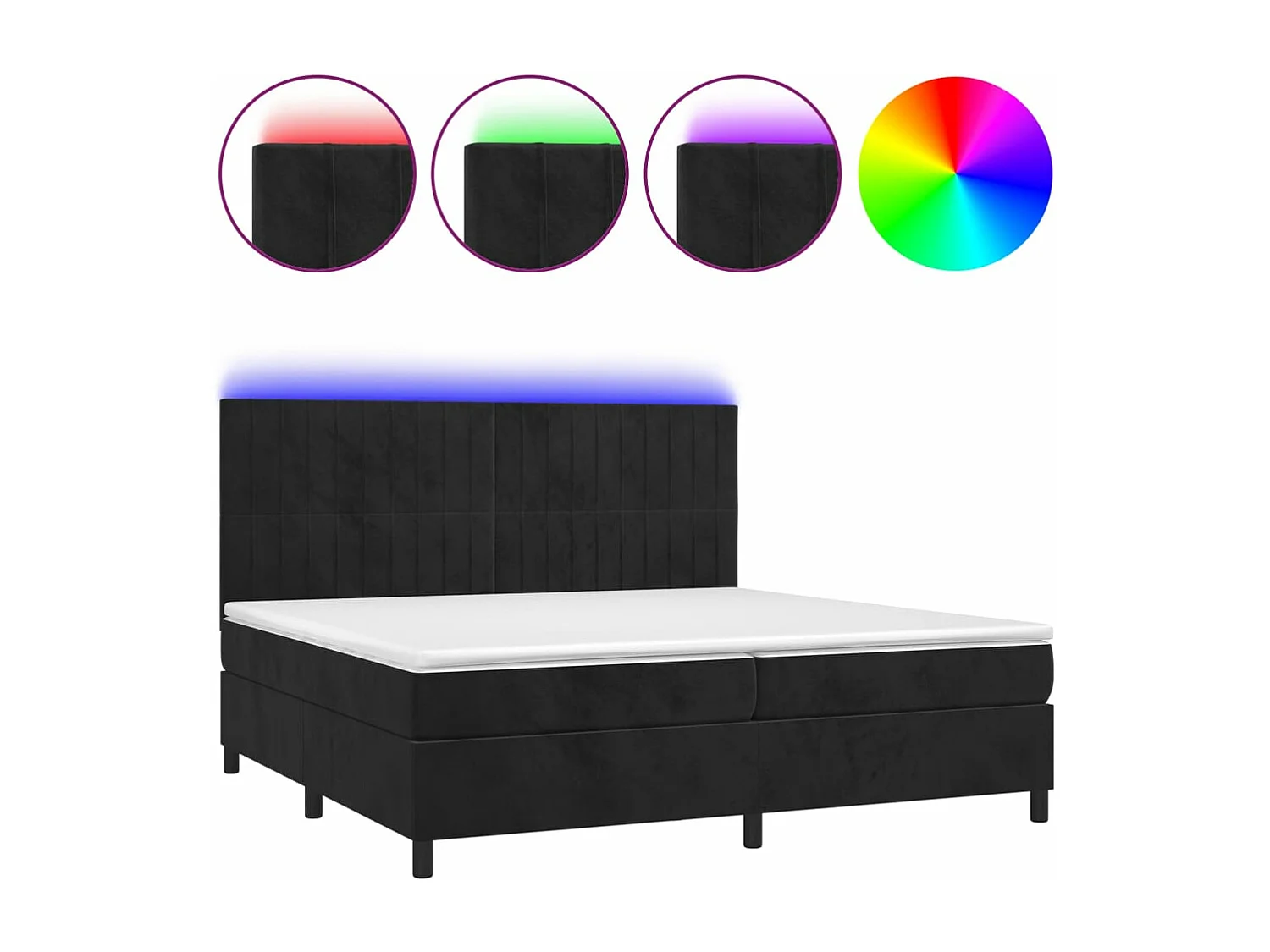 Boxspring met matras en LED fluweel zwart 200x200 cm
