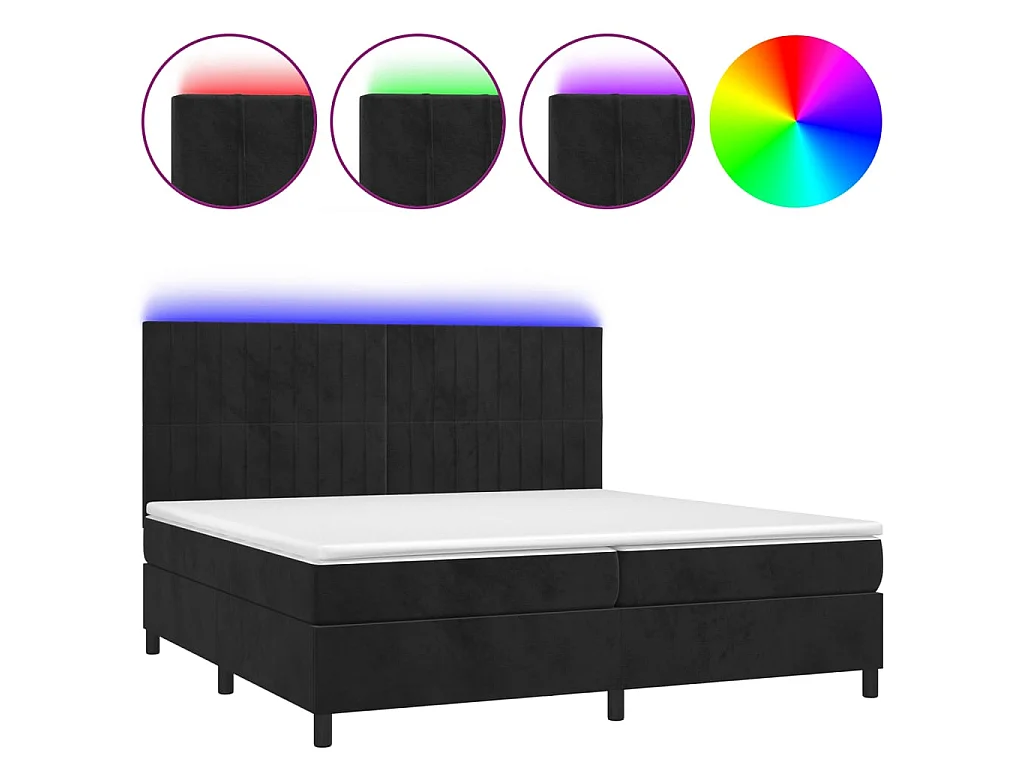 Boxspring met matras en LED fluweel zwart 200x200 cm