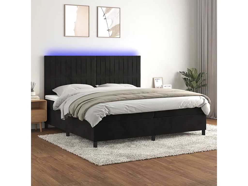 Boxspring met matras en LED fluweel zwart 200x200 cm