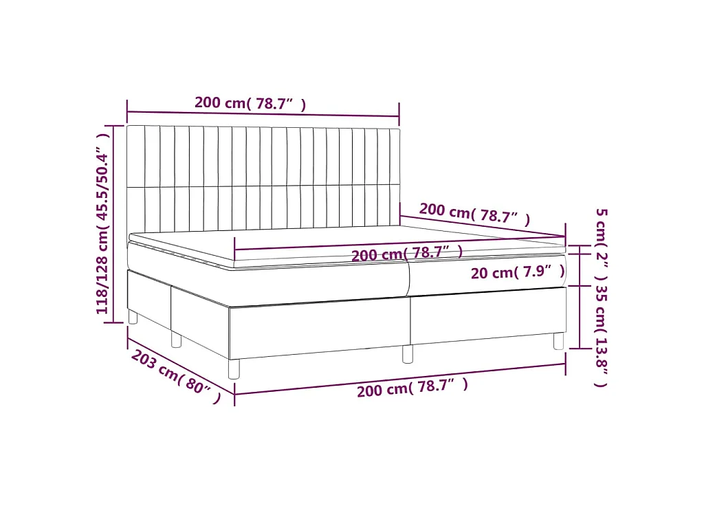 Boxspring met matras en LED fluweel zwart 200x200 cm