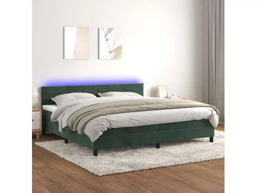 Kauf Unique Boxspringbett mit Matratze & LED Dunkelgrün 200x200 cm Samt