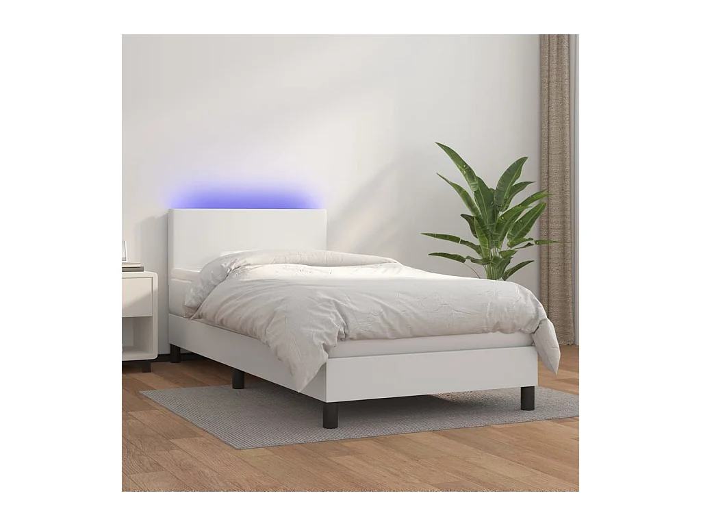Sommier à lattes de lit avec matelas et LED Blanc 90x200cm