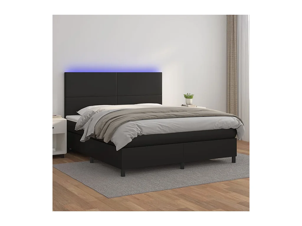Sommier à lattes de lit avec matelas et LED Noir 160x200 cm