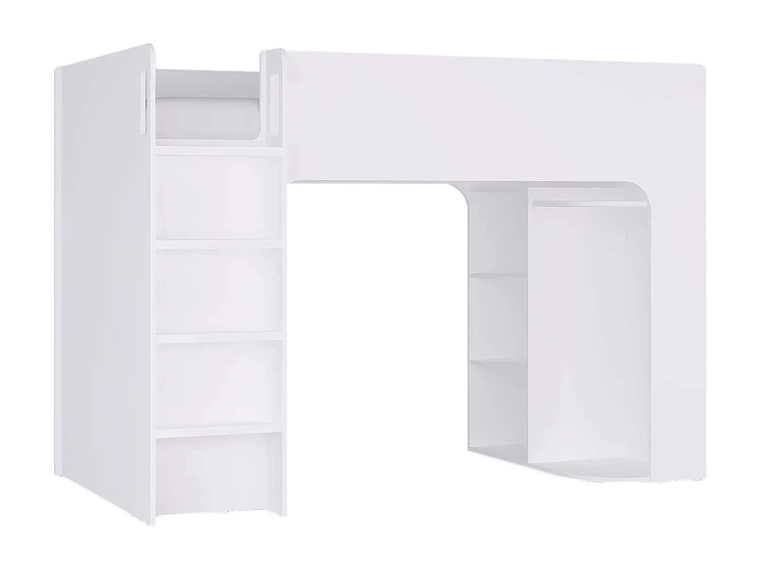 Lit mezzanine 90 x 190 cm avec rangements - Blanc - COLUMI