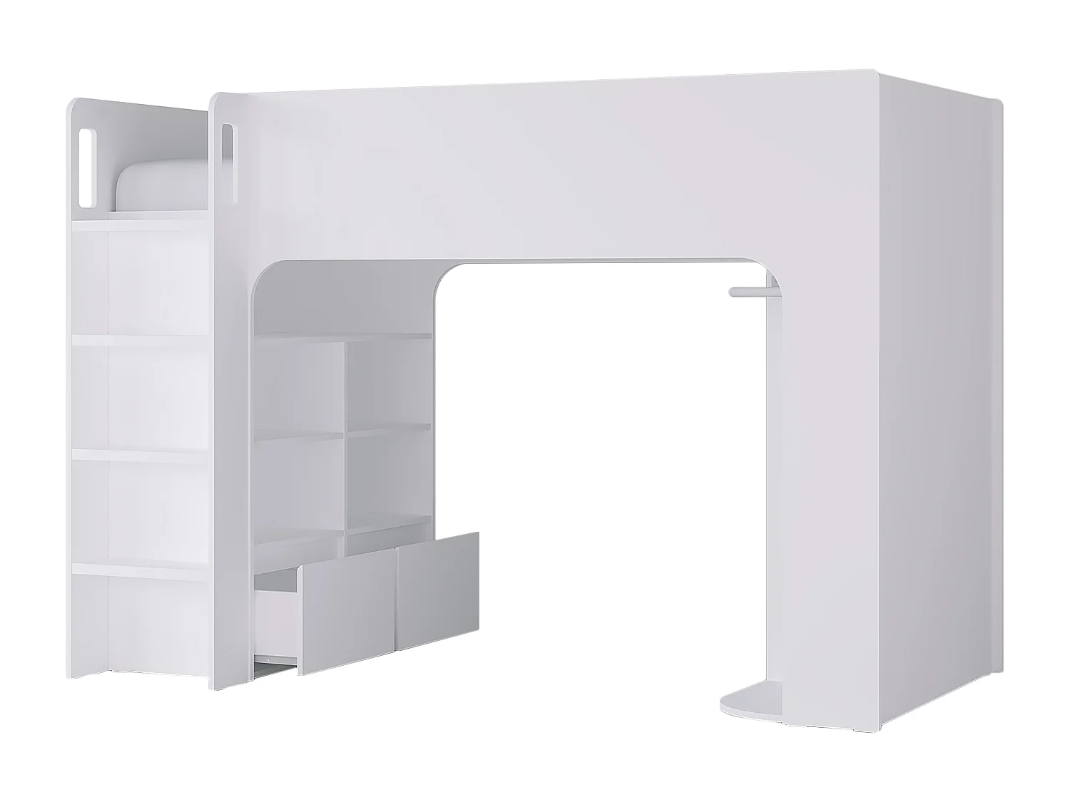 Hoogslaper 90 x 190 cm met opbergruimte - Wit - COLUMI