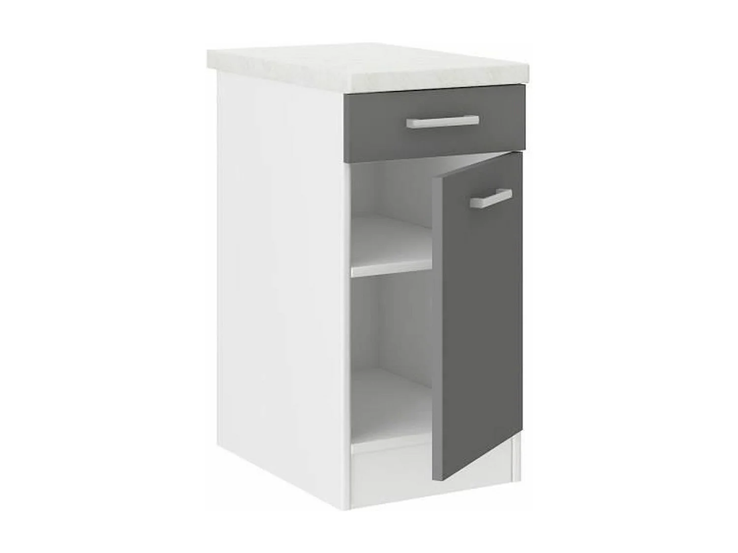 Meuble bas de cuisine 40 cm avec plan de travail inclus - Gris