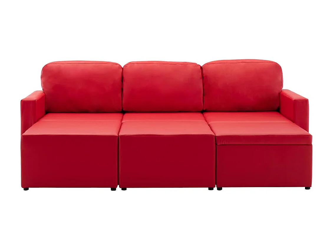 Canapé-lit modulaire 3 places Rouge Similicuir