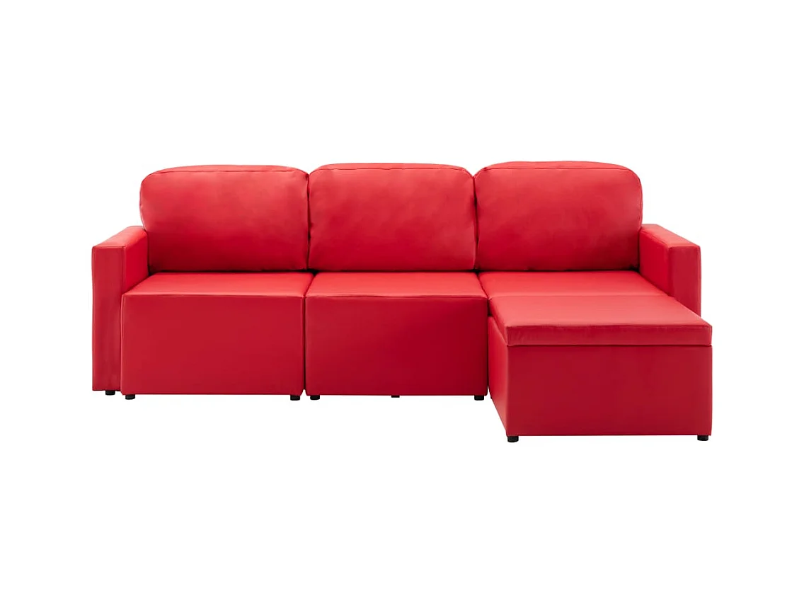 Canapé-lit modulaire 3 places Rouge Similicuir