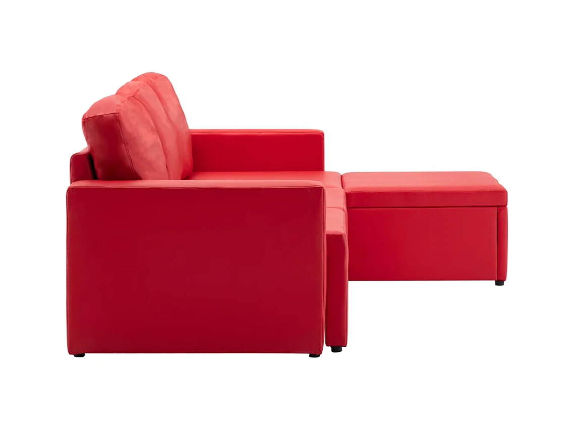 Canapé-lit modulaire 3 places Rouge Similicuir