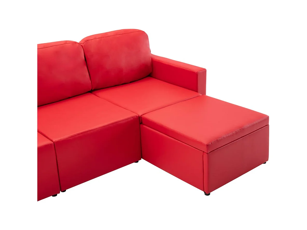 Canapé-lit modulaire 3 places Rouge Similicuir