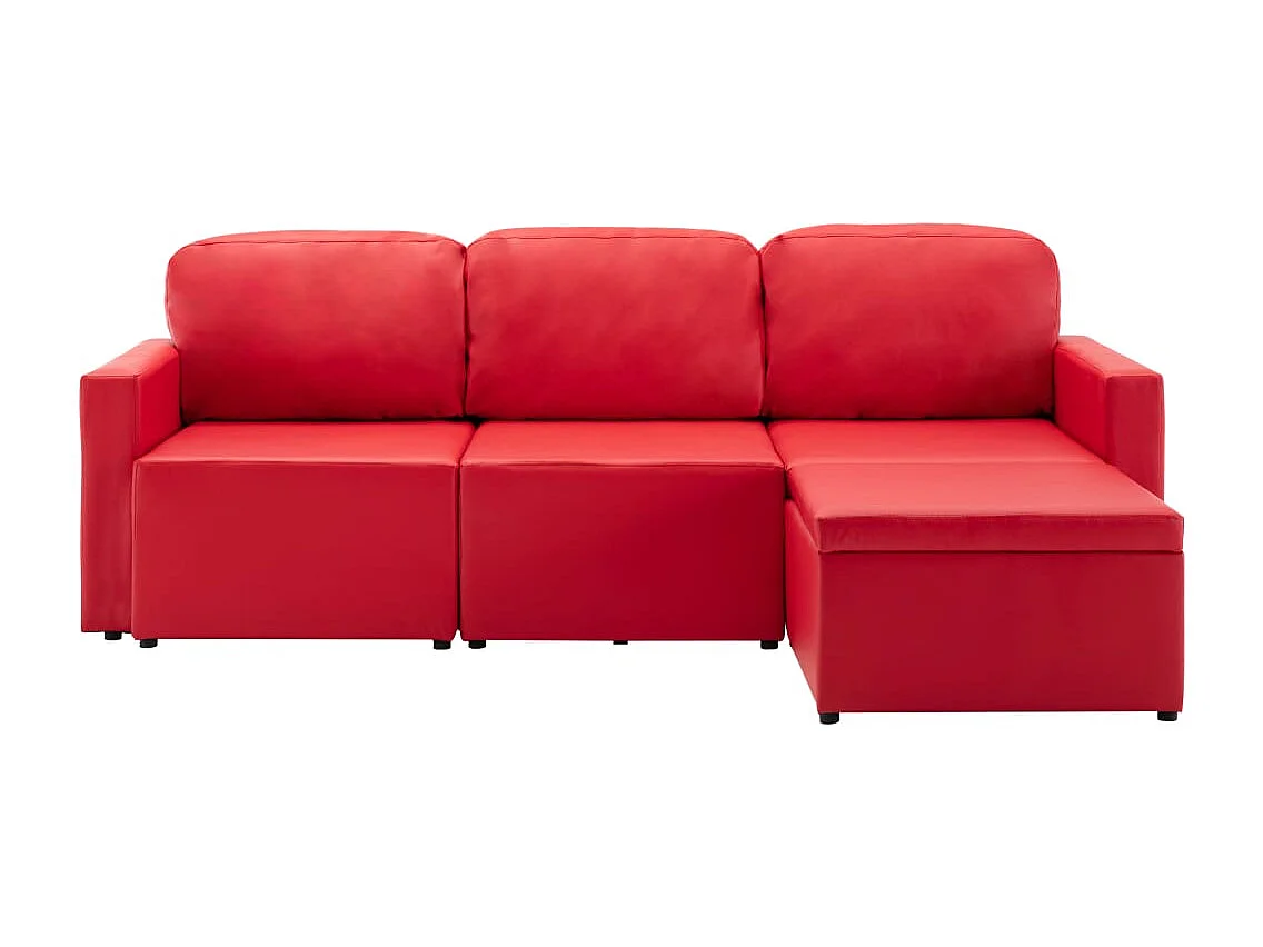 Canapé-lit modulaire 3 places Rouge Similicuir