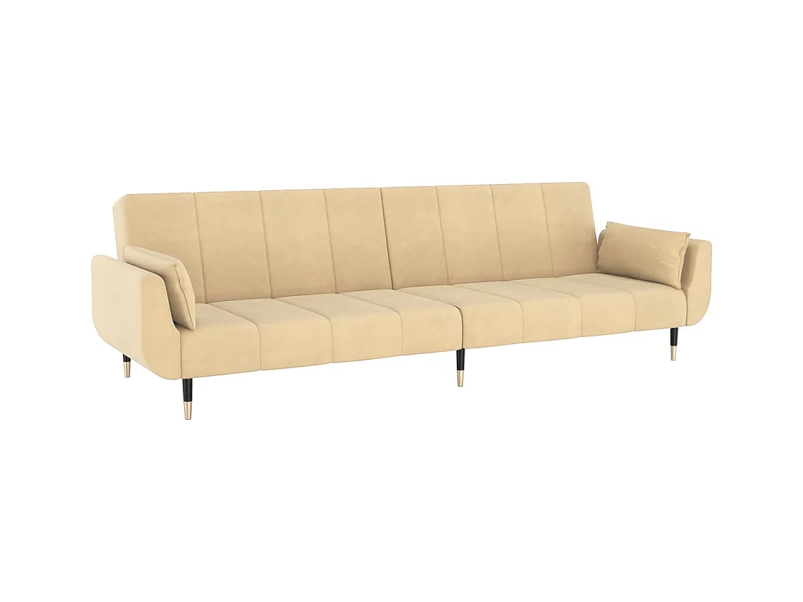 Schlafsofa 2-Sitzer mit 2 Kissen Creme Samt