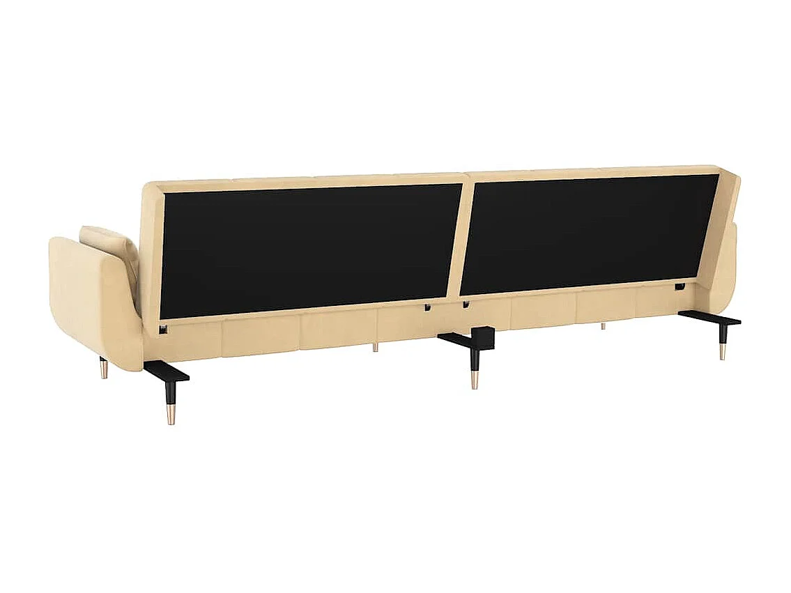 Schlafsofa 2-Sitzer mit 2 Kissen Creme Samt