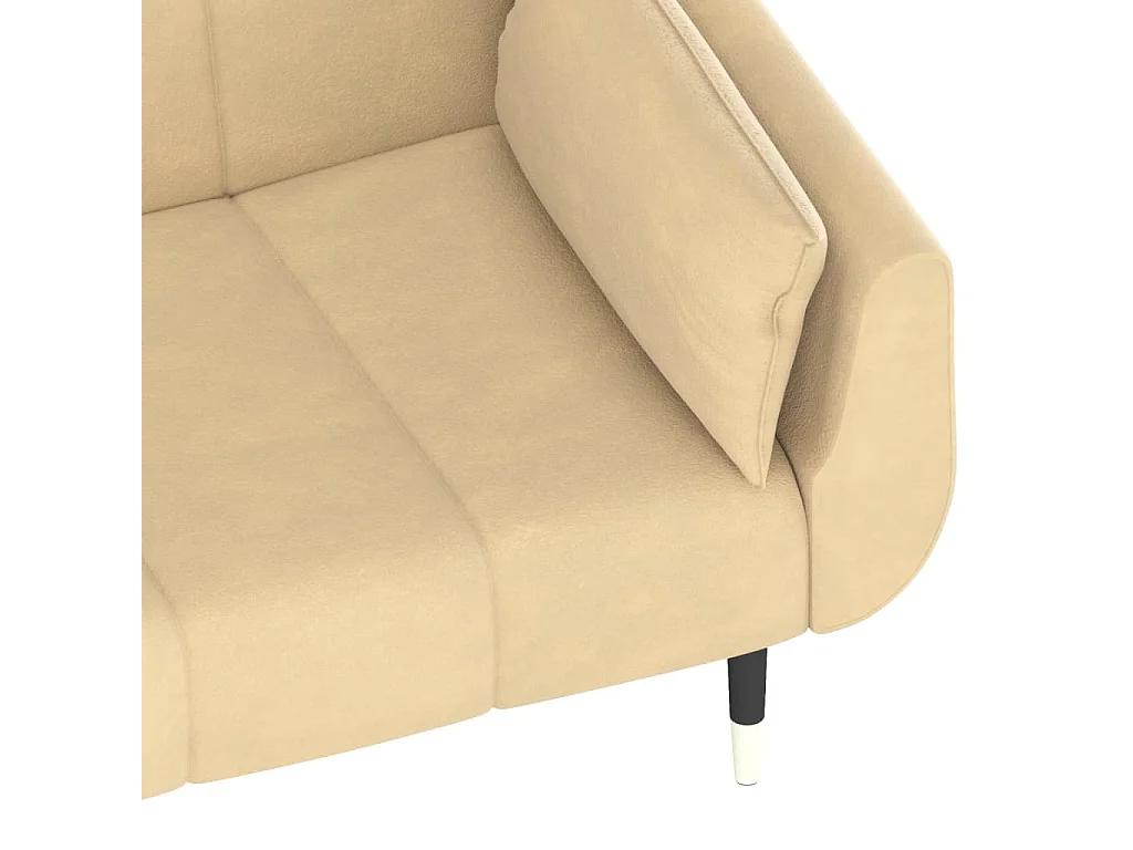 Schlafsofa 2-Sitzer mit 2 Kissen Creme Samt