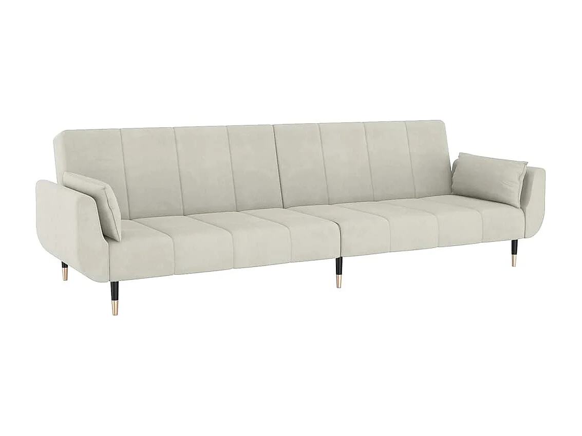 Schlafsofa 2-Sitzer mit 2 Kissen Creme Samt