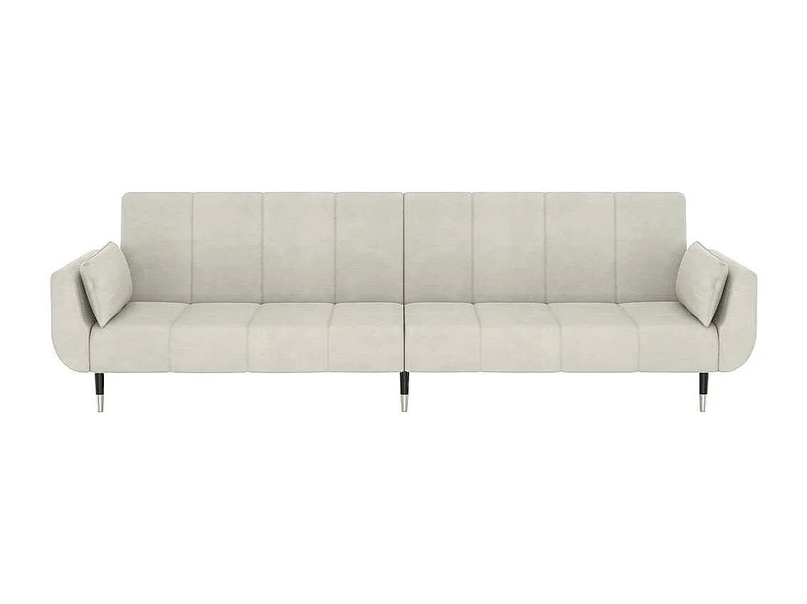 Schlafsofa 2-Sitzer mit 2 Kissen Creme Samt