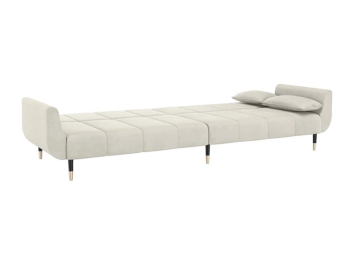 Schlafsofa 2-Sitzer mit 2 Kissen Creme Samt