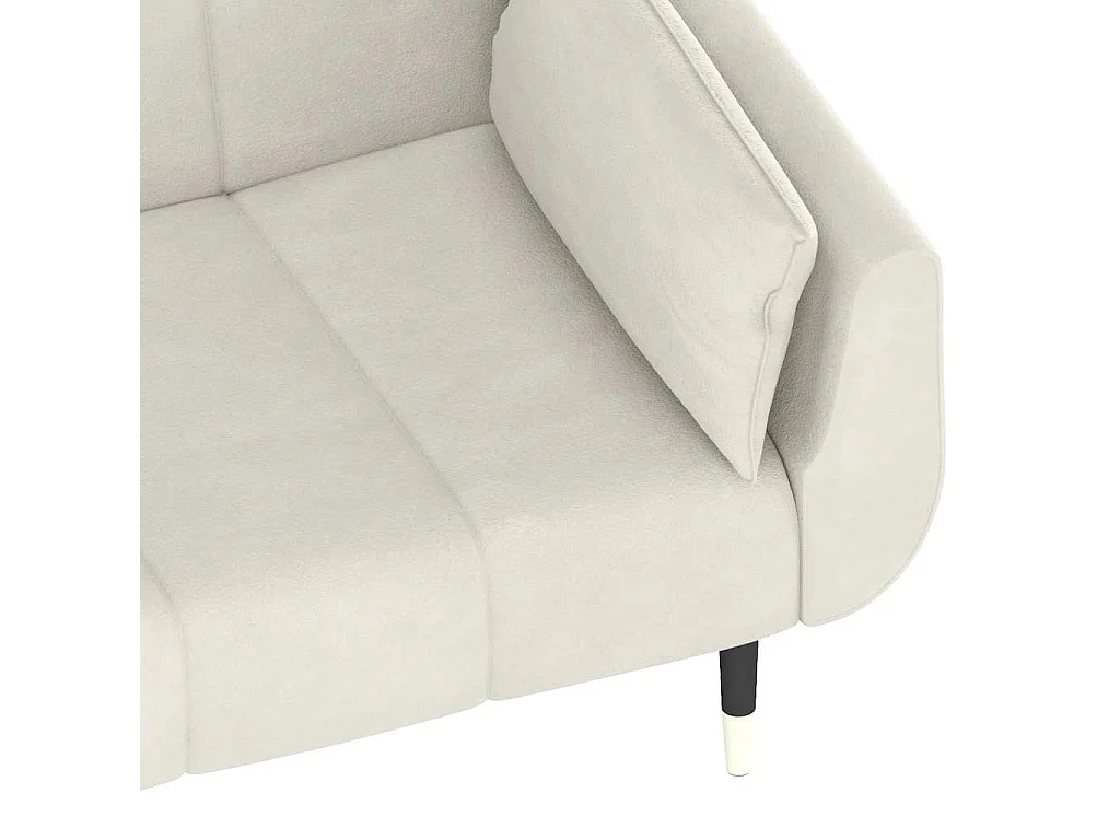 Schlafsofa 2-Sitzer mit 2 Kissen Creme Samt