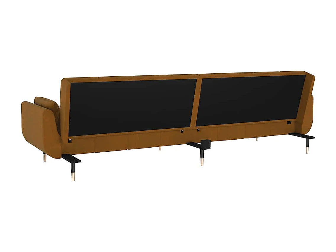 Divano Letto a 2 Posti con 2 Cuscini Marrone in Velluto