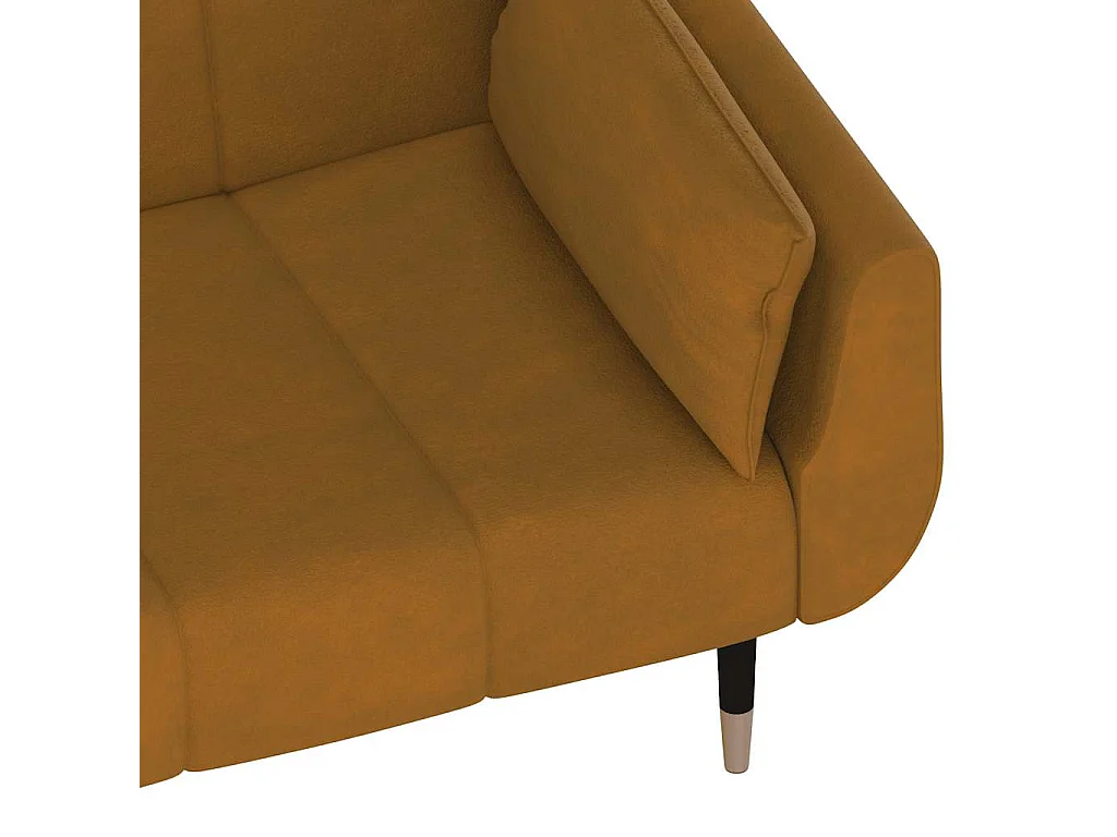 Divano Letto a 2 Posti con 2 Cuscini Marrone in Velluto